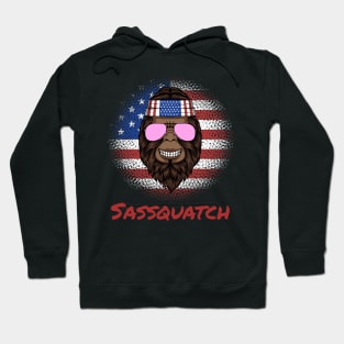 Sassquatch - Badass With An Attitude To Match - Patriotic American - Black Hoodie